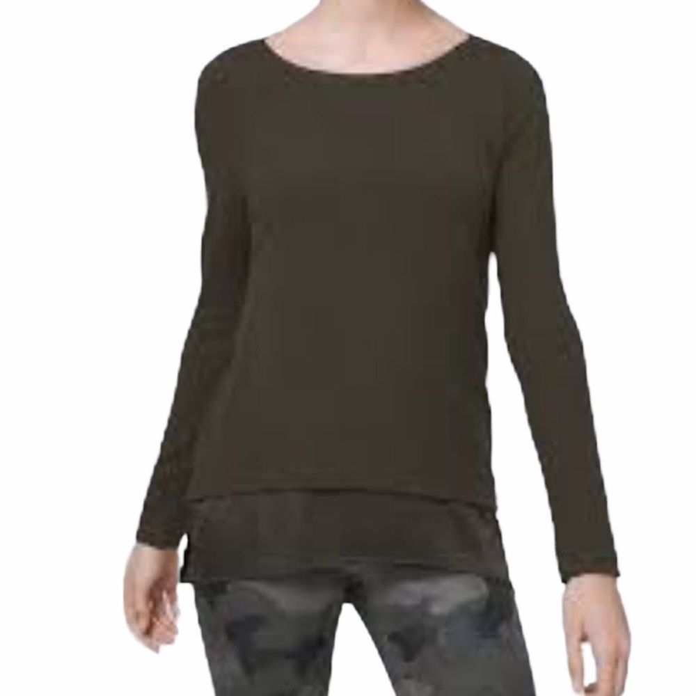 WHBM Green layered Long sleeve top